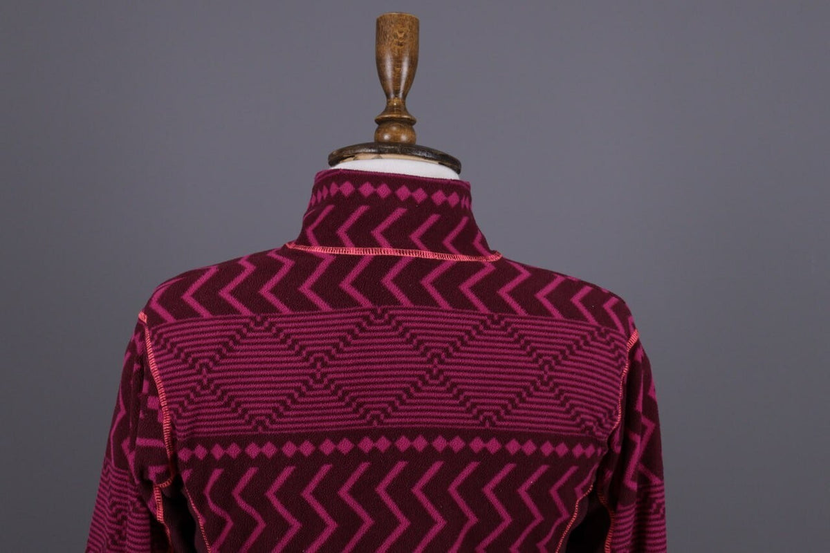 Kari Traa Purple Geometric Striped Full Zip Fleece Jacket – Size L