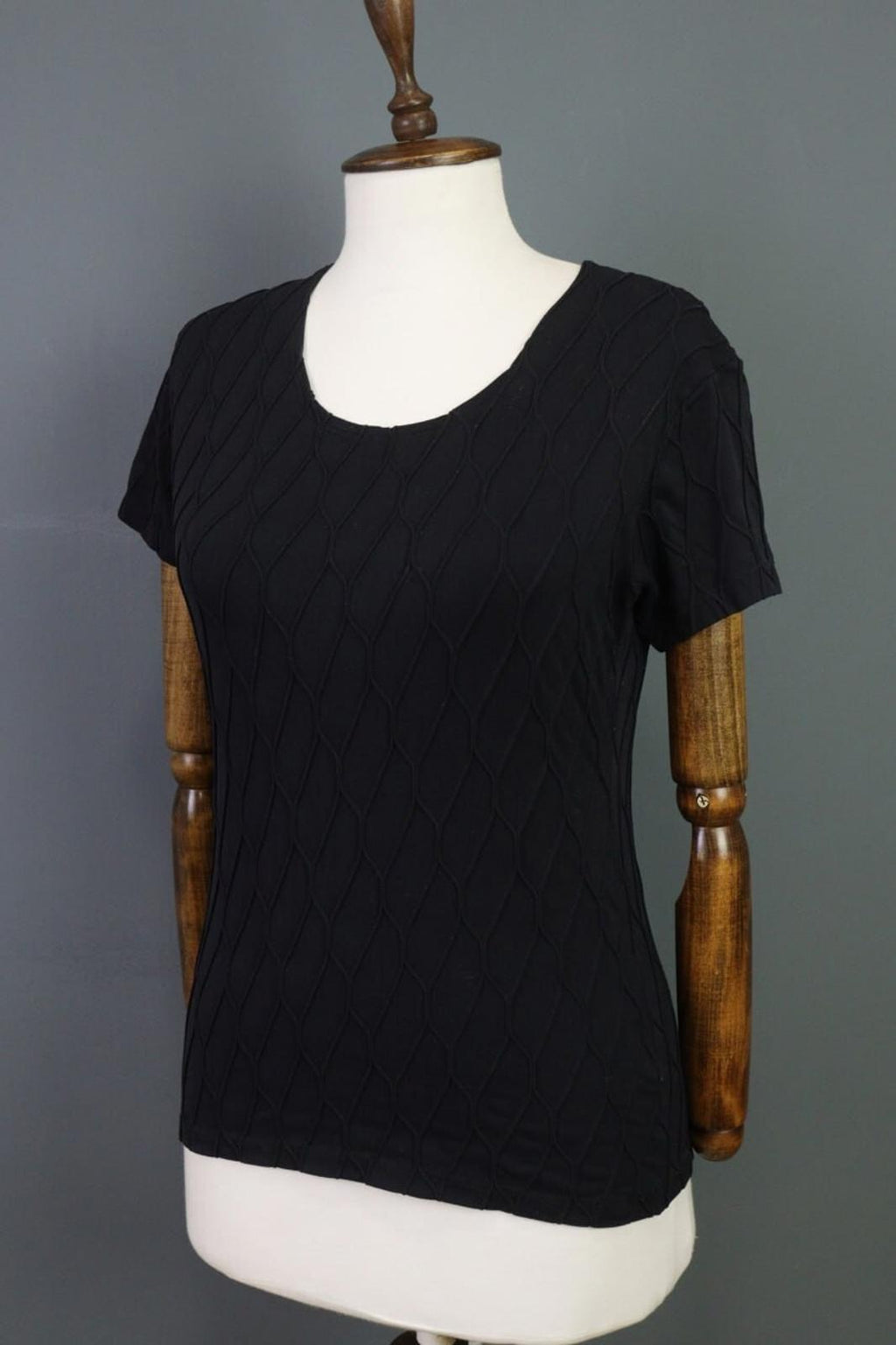 ANNE FONTAINE PARIS Blouse Shirt Black Embroidered Short Sleeve – Size 3