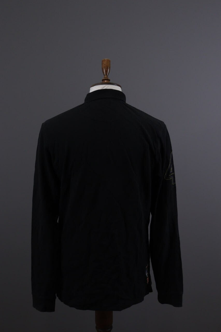 La Martina Buenos Aires #4 Black Long Sleeve Rugby Polo Shirt – Size XXL