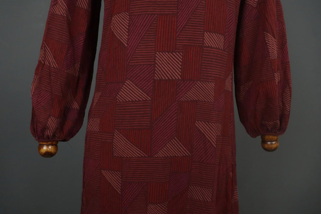 GUDRUN SJODEN Multicolor Geometric Lyocell Baloon Sleeve Shift Dress – Size M