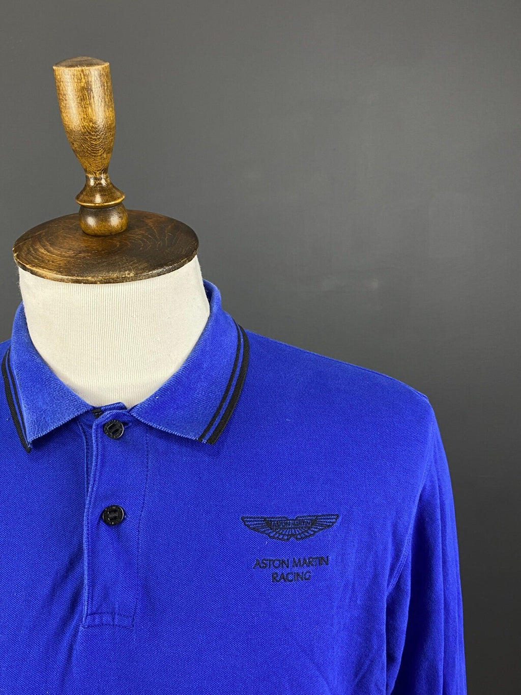 Hackett Aston Martin Racing Blue Long Sleeve #5 Polo Shirt – Size L