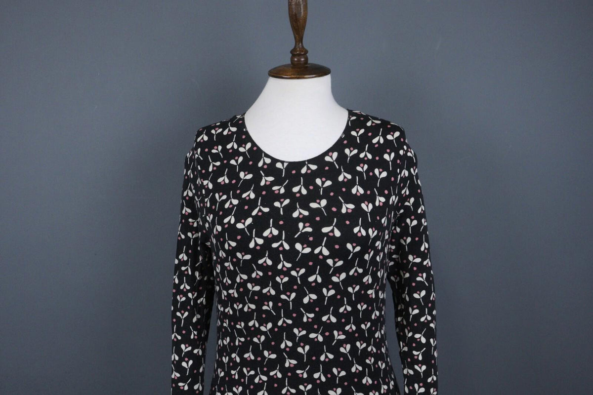 GUDRUN SJODEN Black Geometric Long Sleeve Top Blouse – Size S