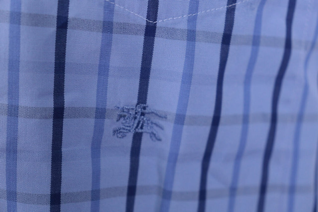 Burberry London Blue Check Long Sleeve Button Down Shirt – Size L