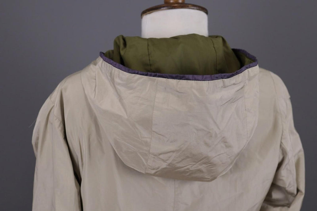 Max Mara Jacket Cream Green Reversible Zipped Pocket Hooded Full Zip – Size 10