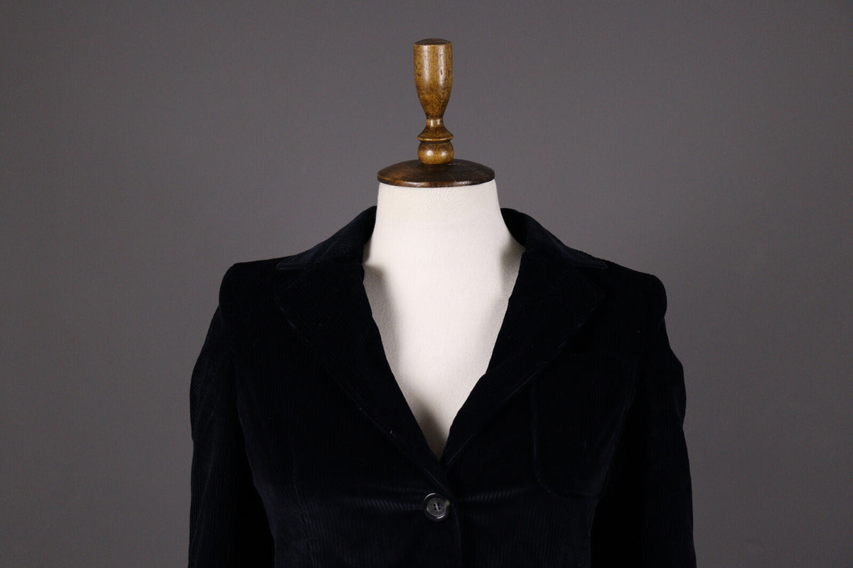 Weekend Max Mara Black Corduroy Two Button Blazer Jacket – Size I 38 / GB 6