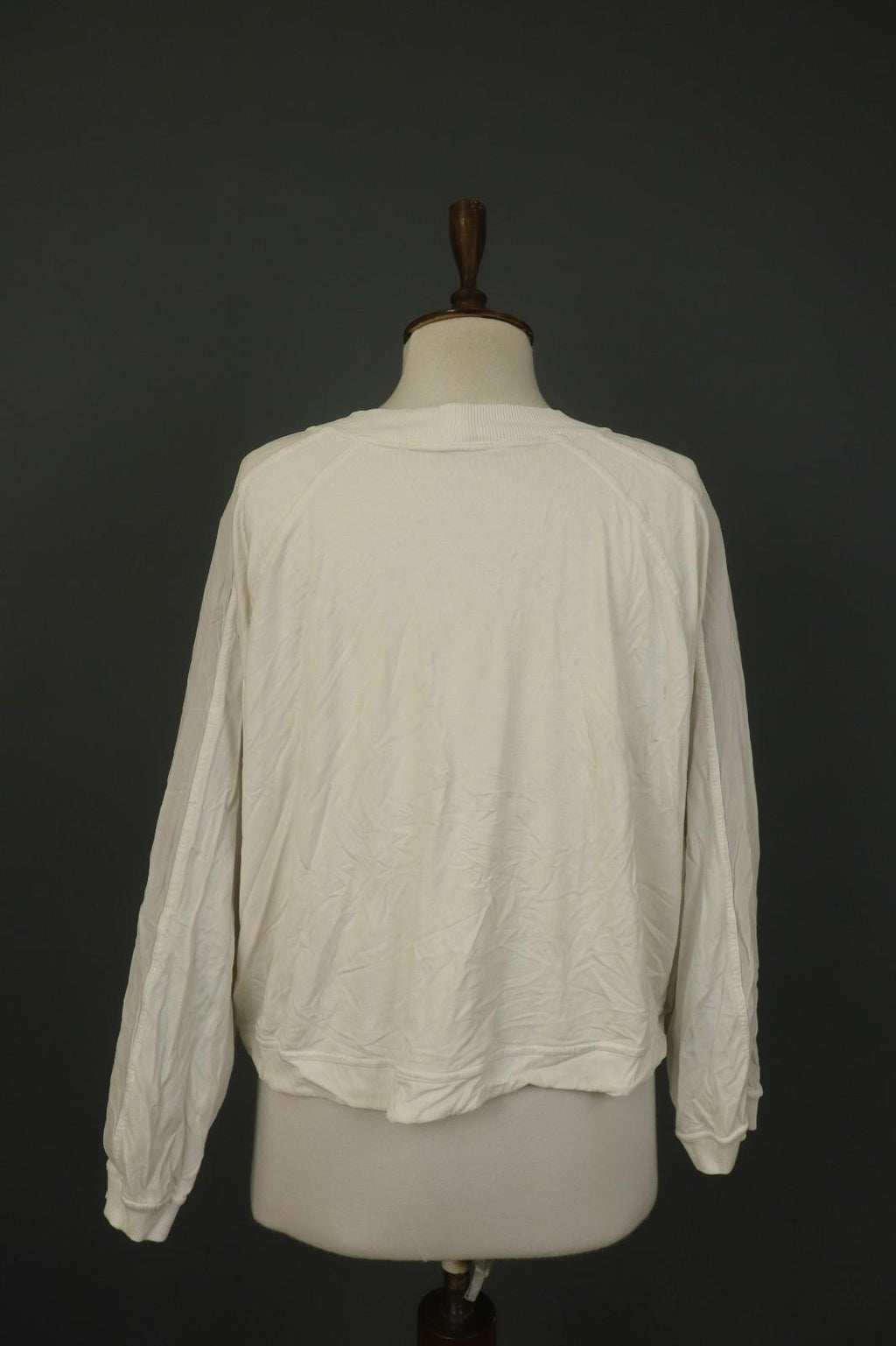TRANSIT PAR SUCH White Raglan Sleeve Ribbed Hem Crew Neck Pullover Sweater Sz 3