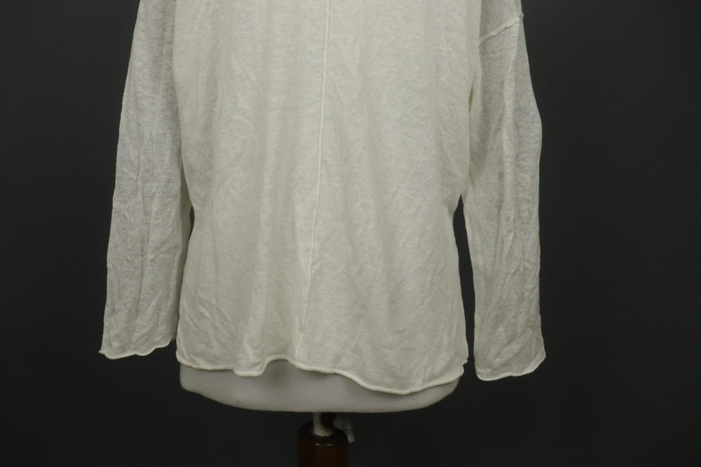 GUDRUN SJODEN White Linen Long Sleeve Round Neck Knit Pullover Sweater – Size M
