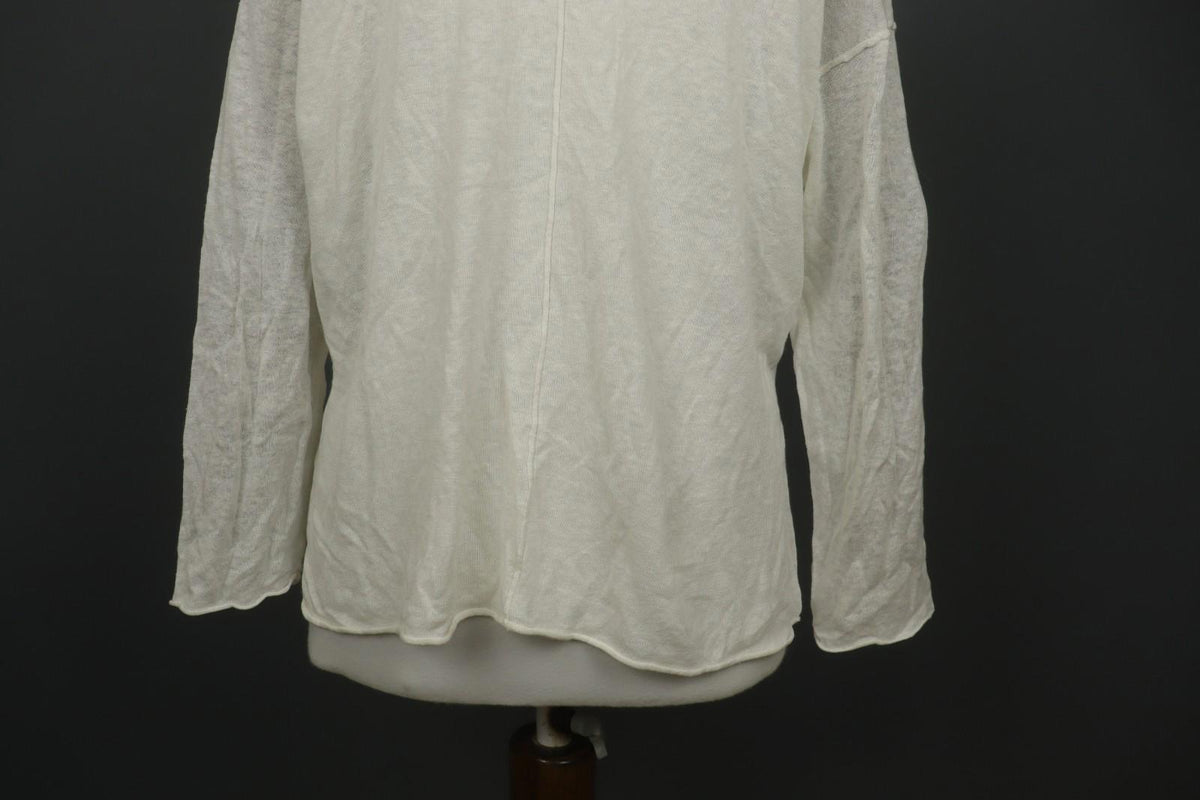GUDRUN SJODEN White Linen Long Sleeve Round Neck Knit Pullover Sweater – Size M