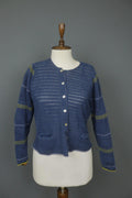 Used GUDRUN SJODEN Blue Open Knitted Long Sleeve Button-Front Cardigan Sweater – Size S