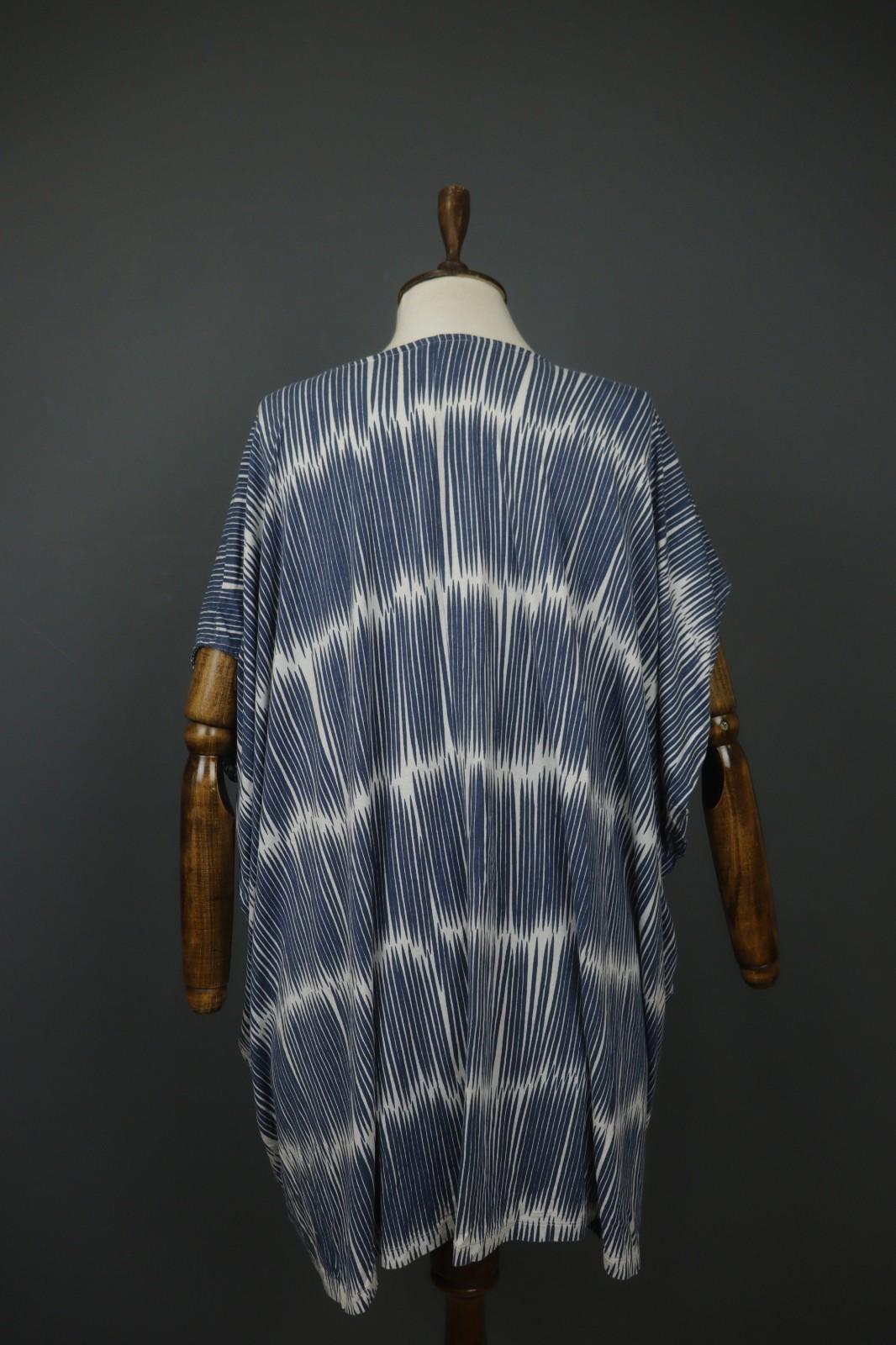 MARIMEKKO PRIP 3 Blue White Striped Viscose Round Neck Lagenlook Dress – Size L