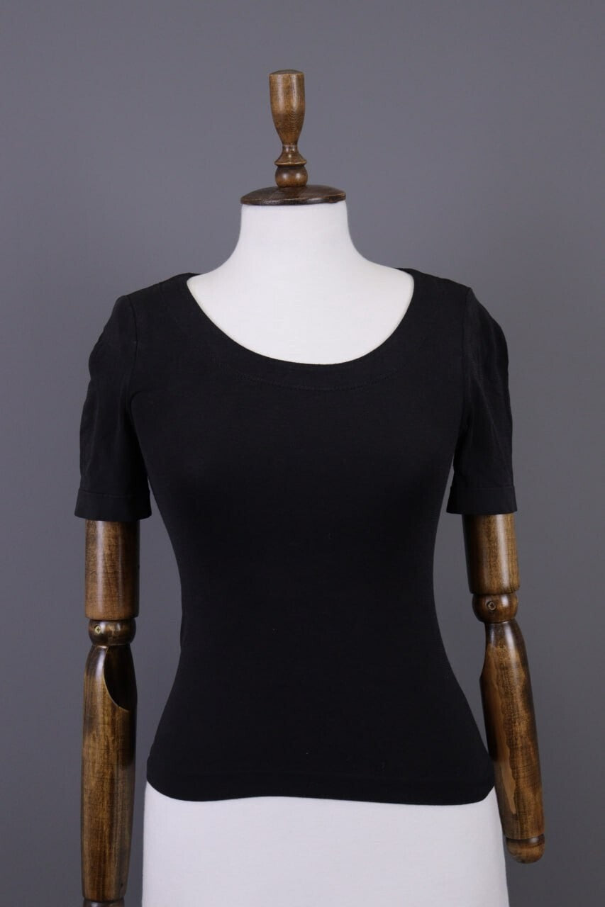 Wolford Black Short Sleeve Bodycon Top Shirt – Size XS