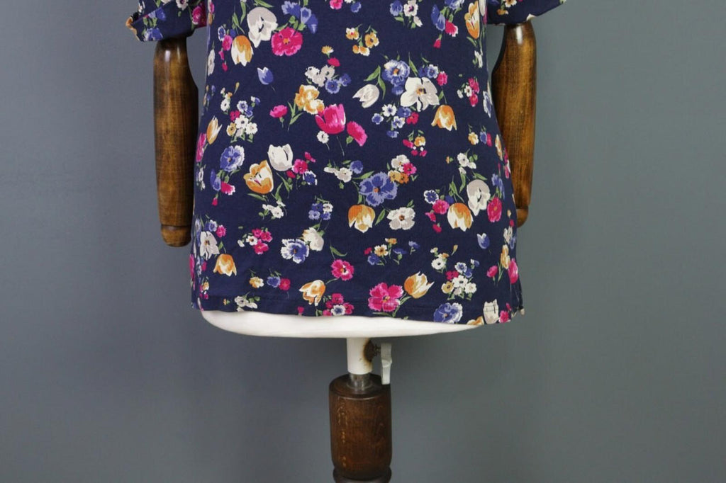RALPH LAUREN BLACK LABEL Blue Floral 3/4 Sleeve Stretch Blouse Top – Size S