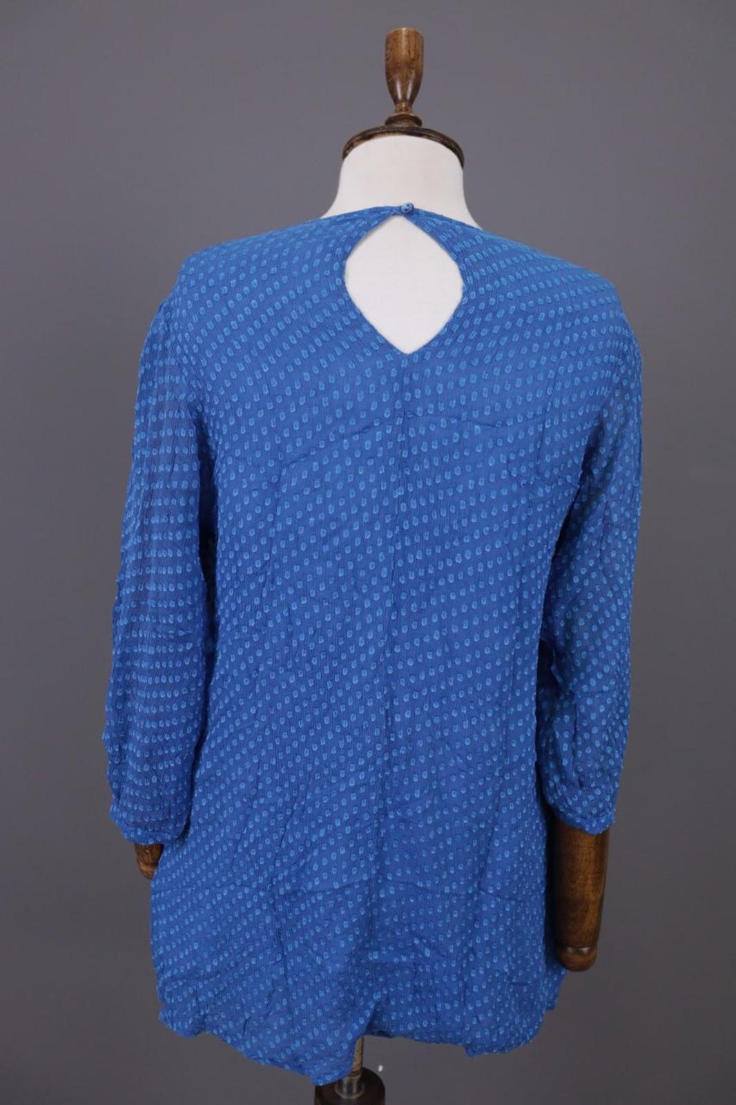 GRIZAS Blue Silk Textured Lagenlook 3/4 Sleeve Blouse Tunic – Size XS