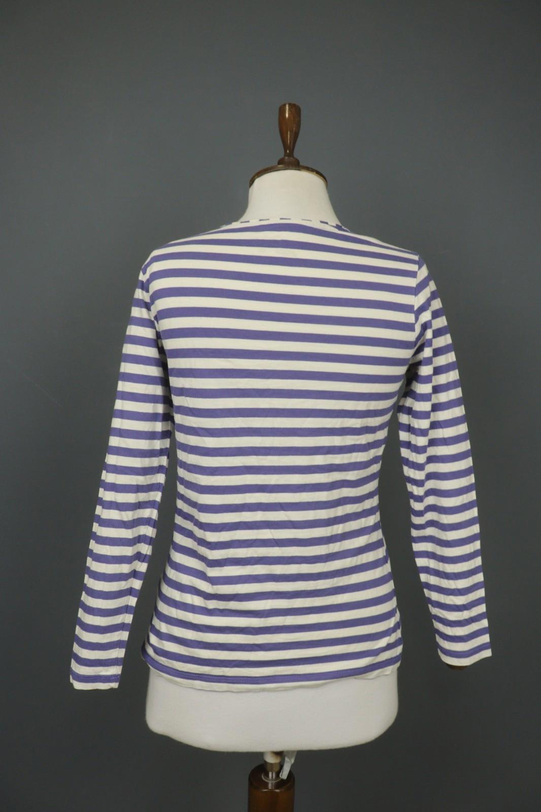 GUDRUN SJODEN Purple White Striped Cotton Crew Neck Pullover Shirt Top – Size XS