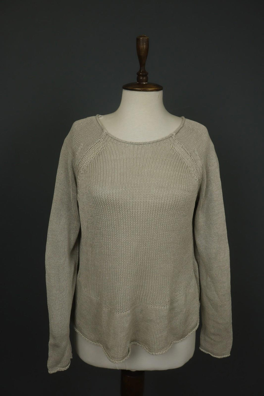 TRANSIT PAR SUCH Tan Open Knit Long Sleeve Round Neck Pullover Sweater – Size 1