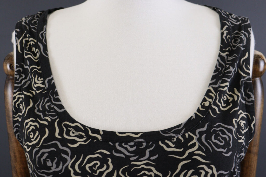 Deerberg by Oska Black Floral Summer Blouson Tunic Sleeveless Dress – Size L