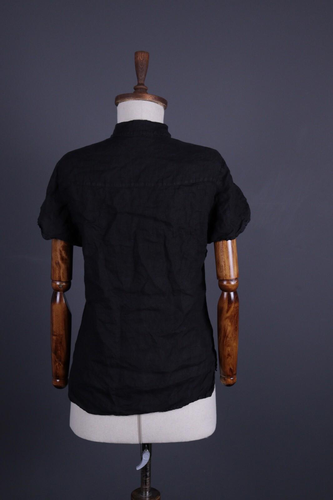 BARENA Black Linen Short Sleeve Blouse Shirt – Size 40 / M