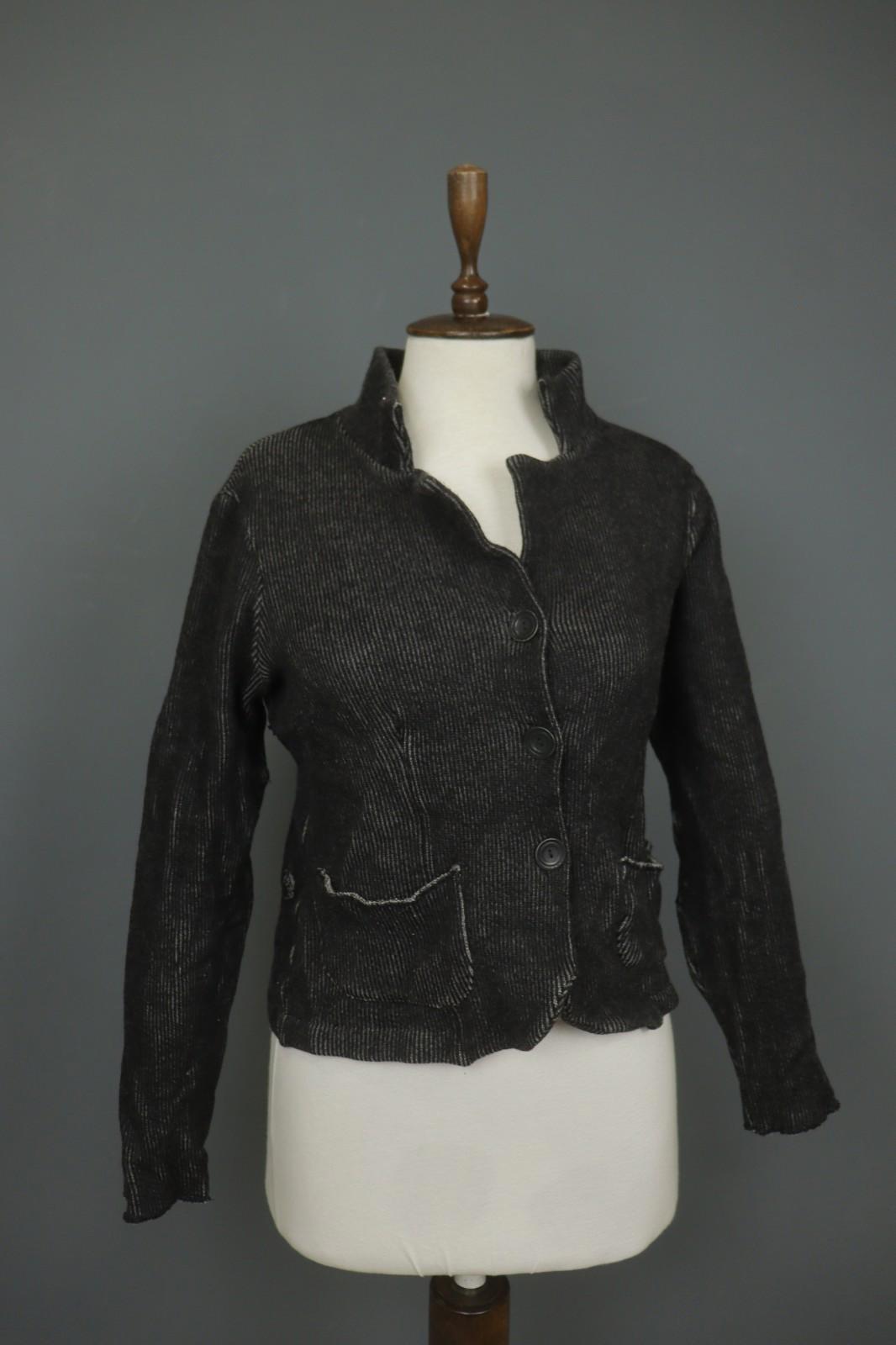 TRANSIT PAR-SUCH Black Virgin Wool Ribbed Single Breasted Blazer Jacket – Size 4
