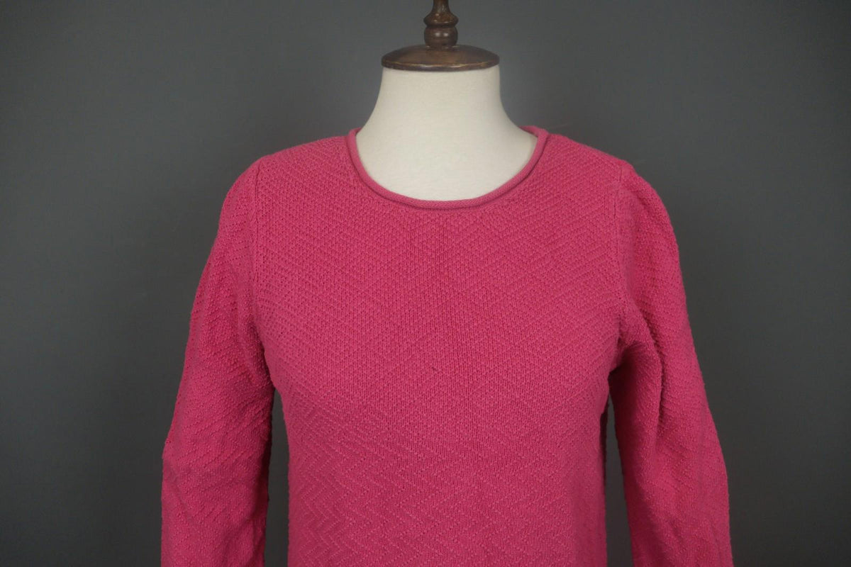 GUDRUN SJODEN Pink Cotton Knitted Long Sleeve Round Neck Pullover Sweater – Size S