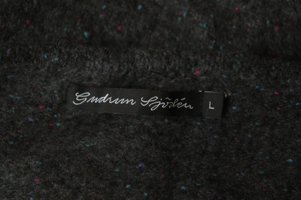 GUDRUN SJODEN Charcoal Gray Wool Sleeveless Button Front Cardigan Sweater – Size L