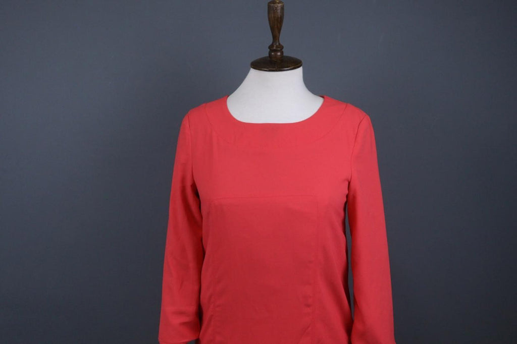 MARNI Pink Linen Blend Casual Long Sleeve Round Neck Back Zip Shift Dress Sz 36