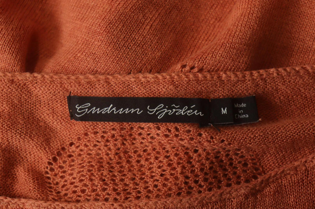 GUDRUN SJODEN Orange Linen Long Sleeve Round Neck Pullover Shift Dress – Size M