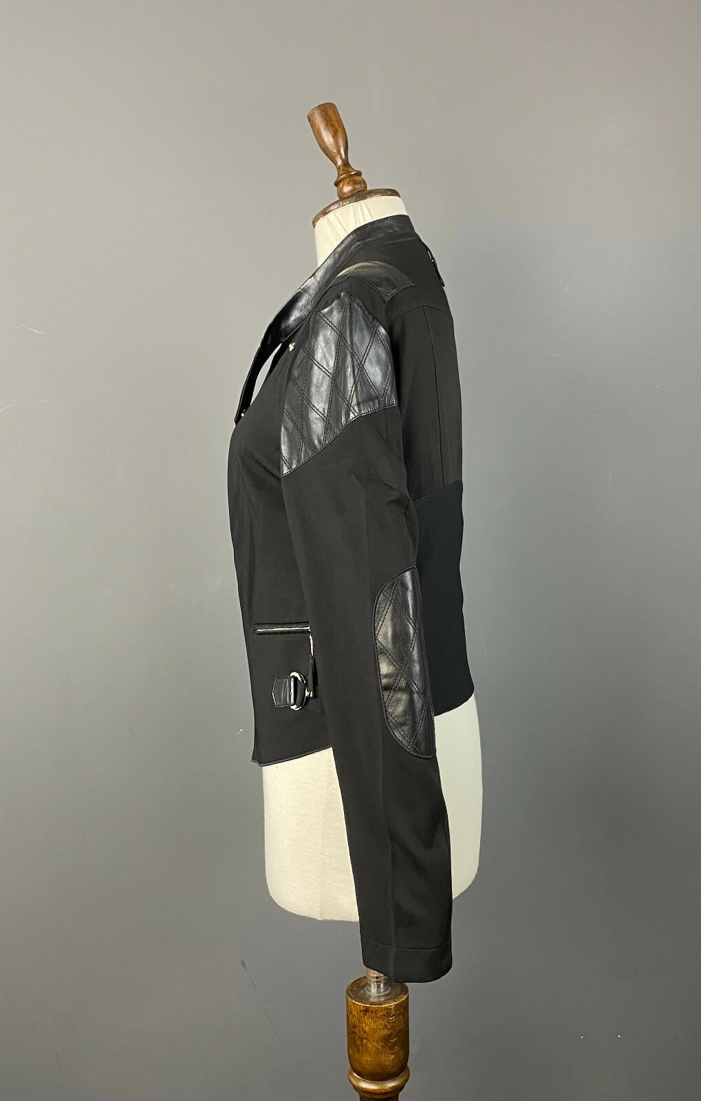HIGH USE CLAIRE CAMPBELL Black Doubel Breast Biker Motorcycle Jacket – Size US14