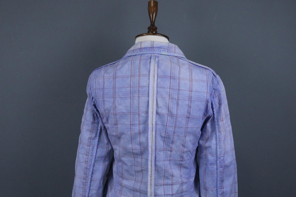 BNWT GALLIANO Blue Check Three Button Blazer Jacket – Size 26 / 40