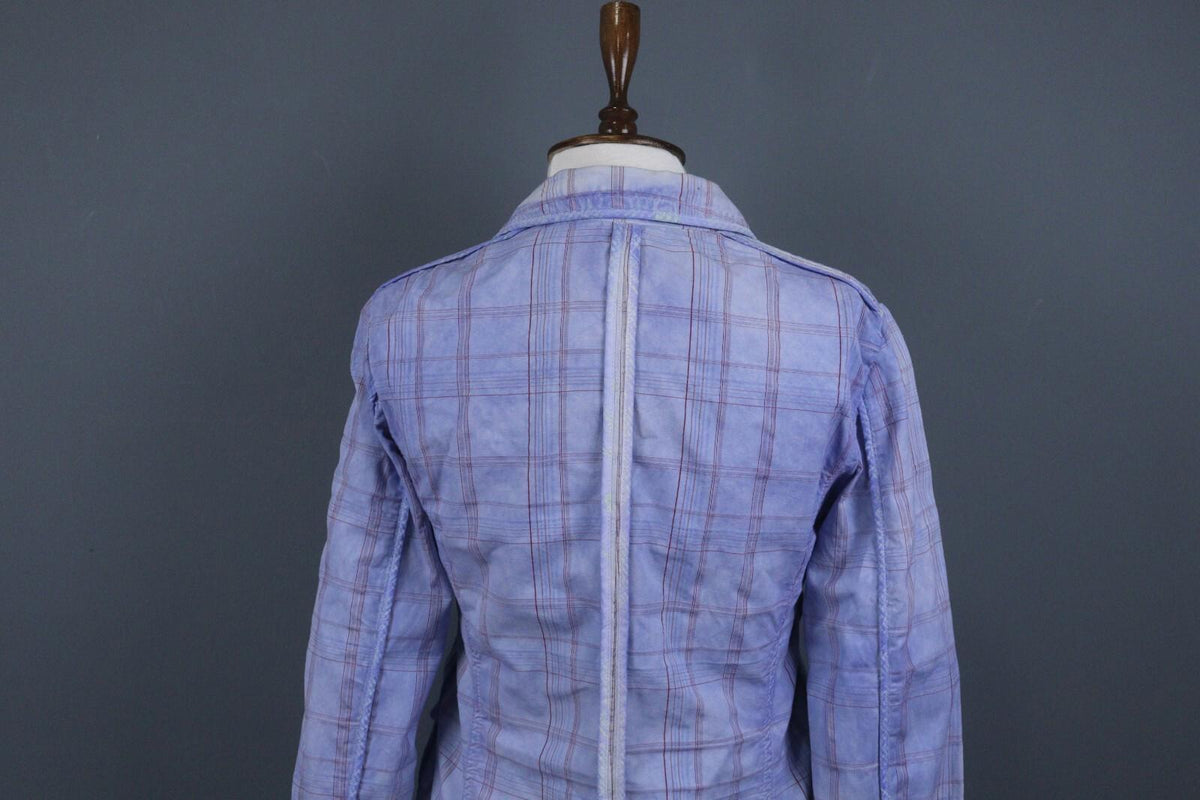 BNWT GALLIANO Blue Check Three Button Blazer Jacket – Size 26 / 40