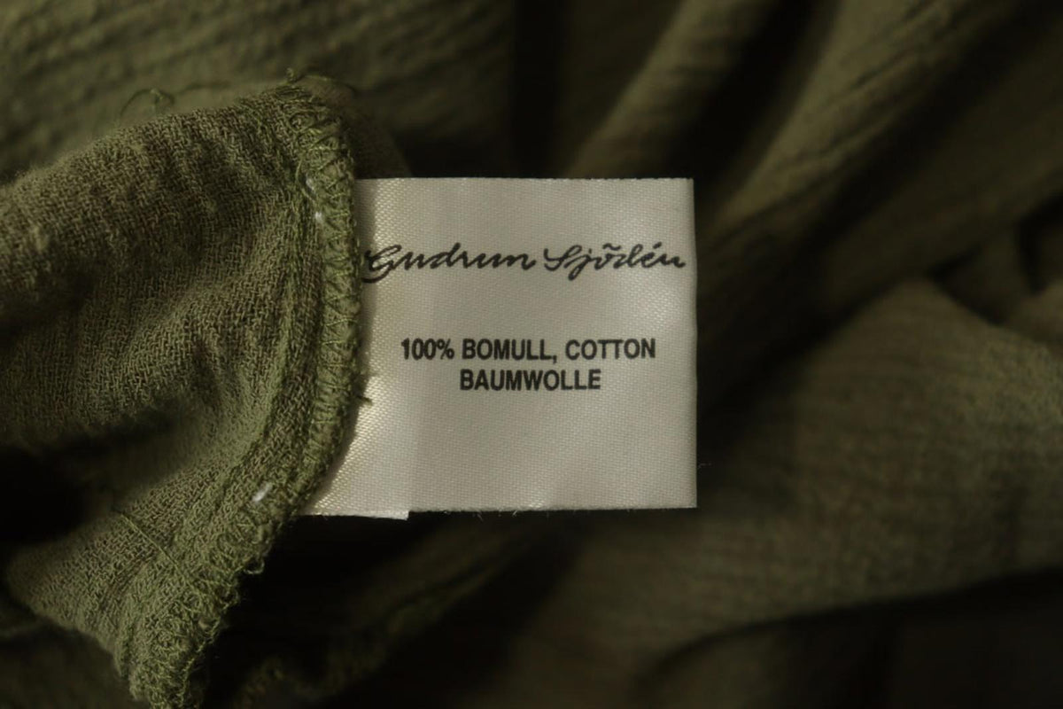 GUDRUN SJODEN Green 100% Cotton Round Neck Side Slit Sleeveless Long Dress Sz L