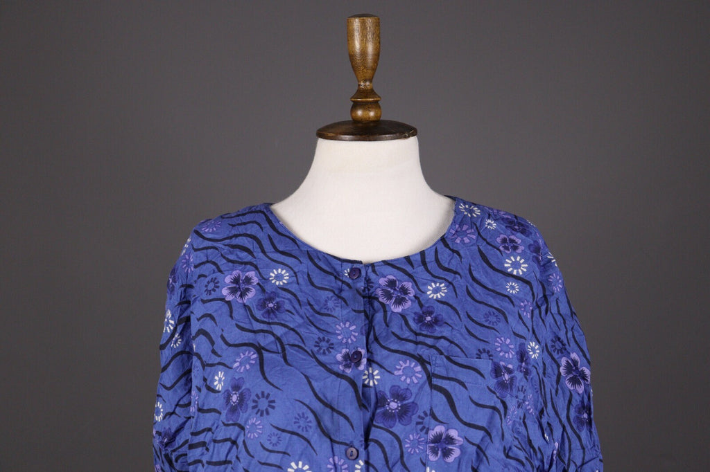 Gudrun Sjode Blue Floral Print Textured Liquid Buttoned Cardigan – Size L
