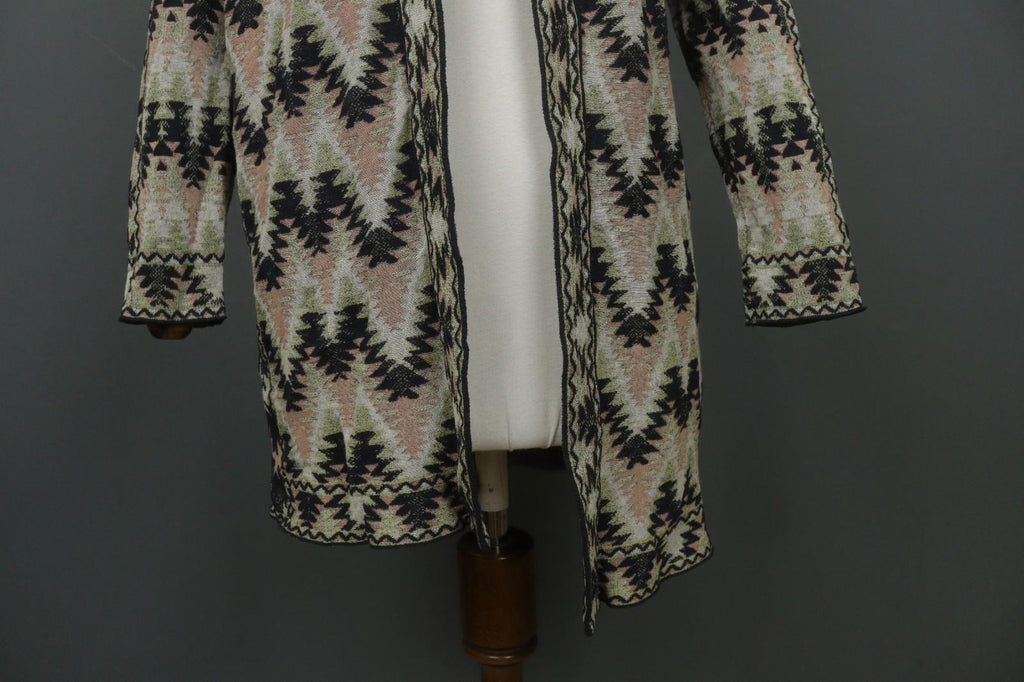 MISSONI Multicolor Cotton Geometric Raglan Sleeve Open Front Cardigan – Size 42