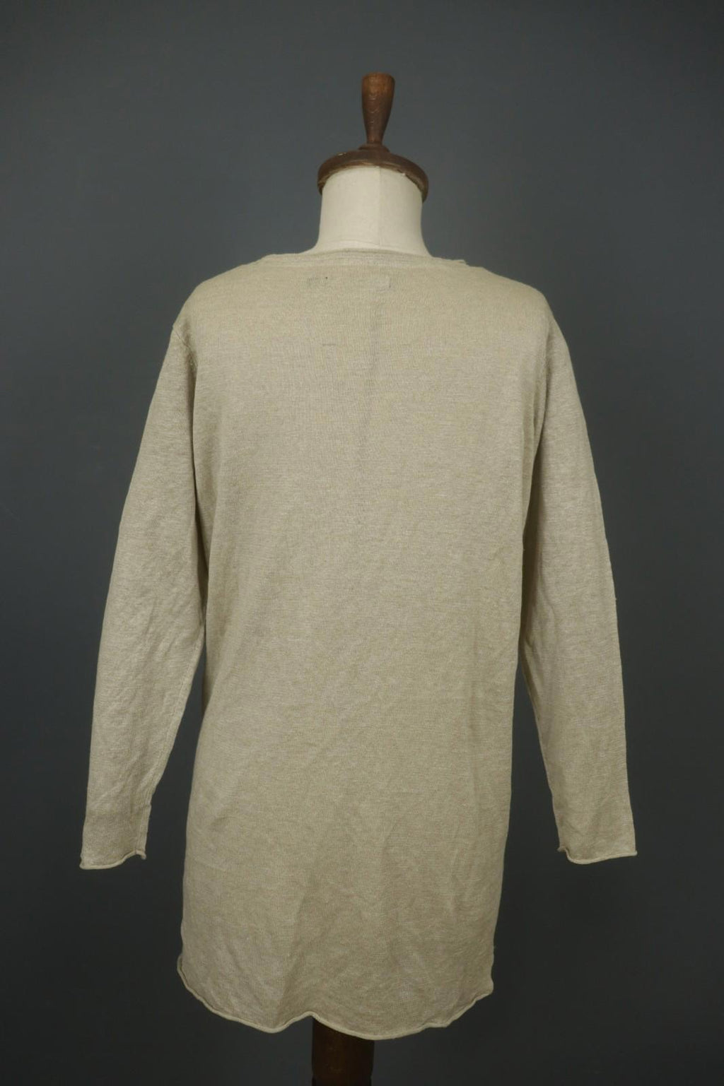 GUDRUN SJODEN Tan 100% Linen Long Sleeve Round Neck Pullover Tunic Top – Size M – Used