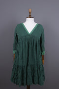 BA&SH Tanja Green Lagenlook Relaxed 3/4 Sleeve Blouson Dress – Size 0 / XS