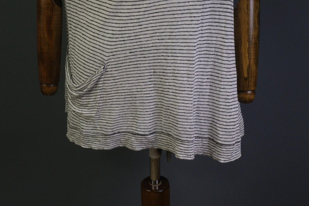 TRANSIT PAR SUCH Black and White Linen Short Sleeve Pocket Top Blouse – Size 4 – Used