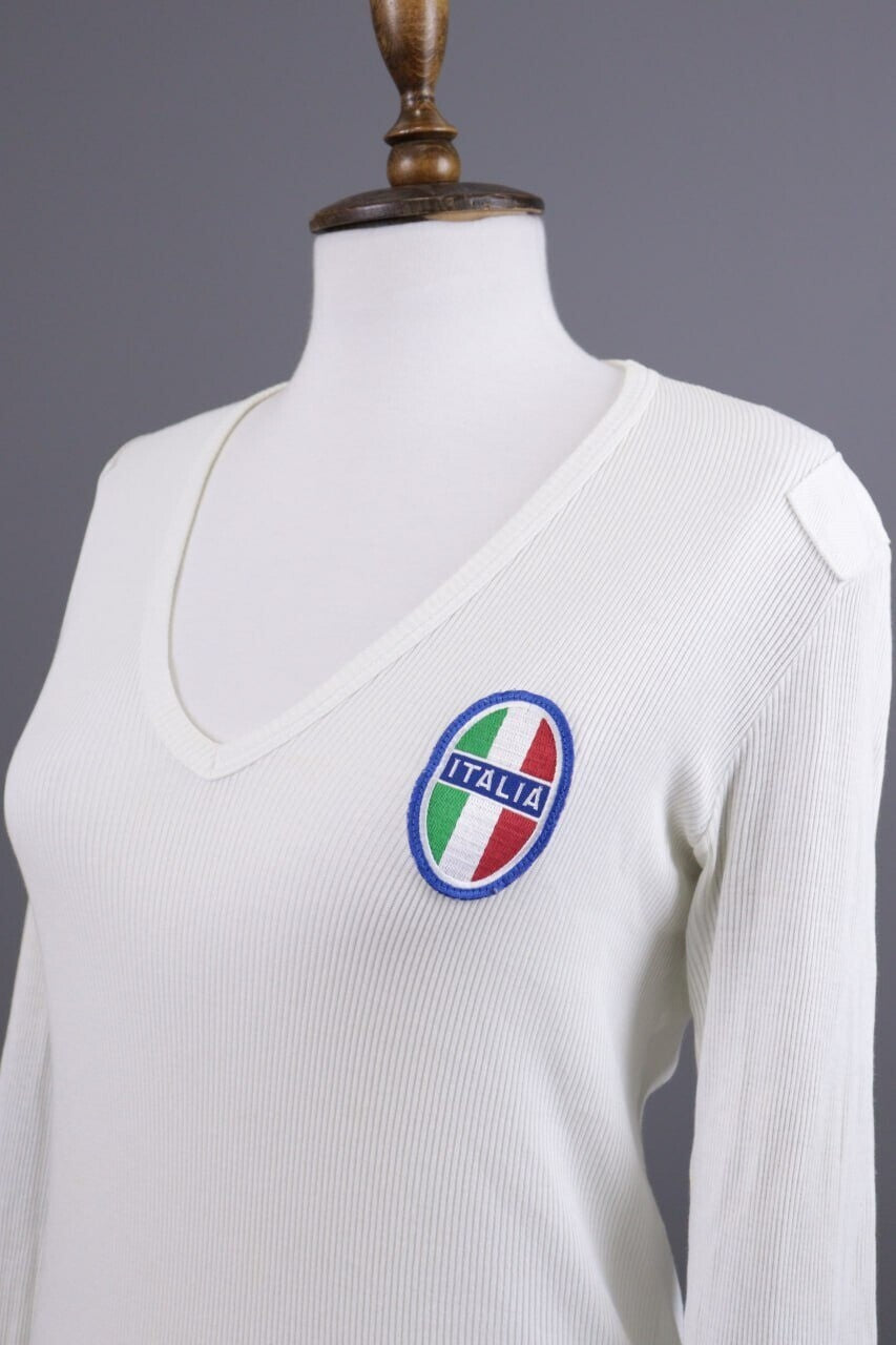 Dolce&Gabanna White V-Neck Pullover – Size 46