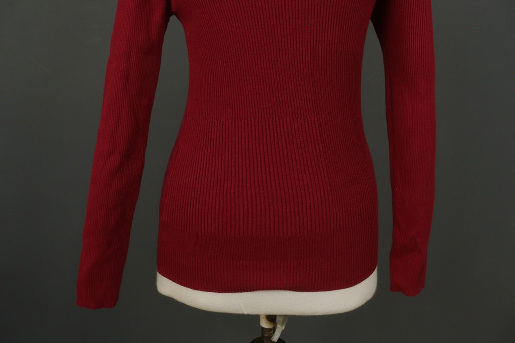 COP.COPINE Red Viscose Knitted Raglan Sleeve Mock Neck Pullover Sweater – Size M
