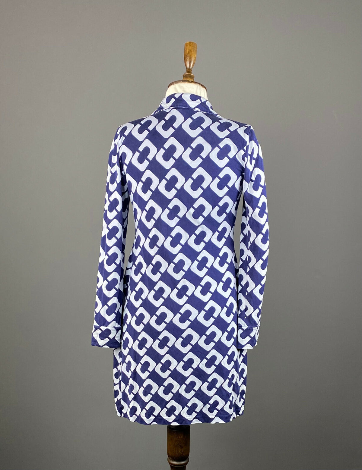 Diane von Furstenberg Blue Silk Open Front Belted A-Line Dress – Women's 2