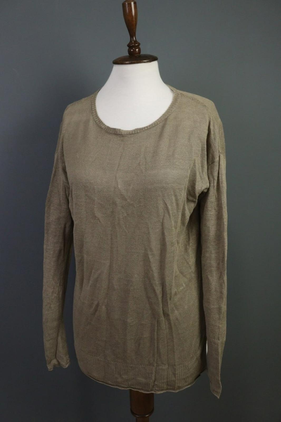 GUDRUN SJODEN Brown Linen Knit Crew Neck Raglan Sleeve Pullover Sweater – Size S