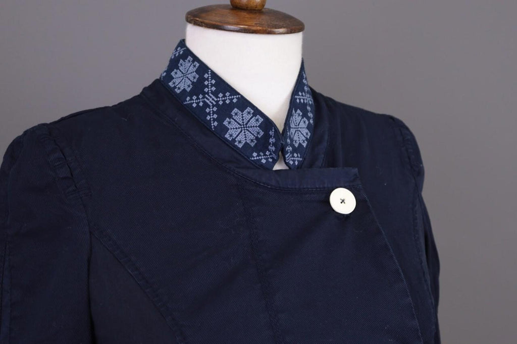 HIGH USE Jacket Navy Blue Denim Double Breasted Lightweight – Size US 6