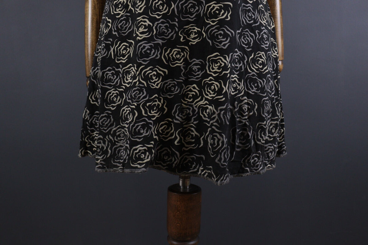 Deerberg by Oska Black Floral Summer Blouson Tunic Sleeveless Dress – Size L