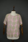 MARIMEKKO Pink Green Polka Dot Short Sleeve Round Neck Pullover Knit Top M/L