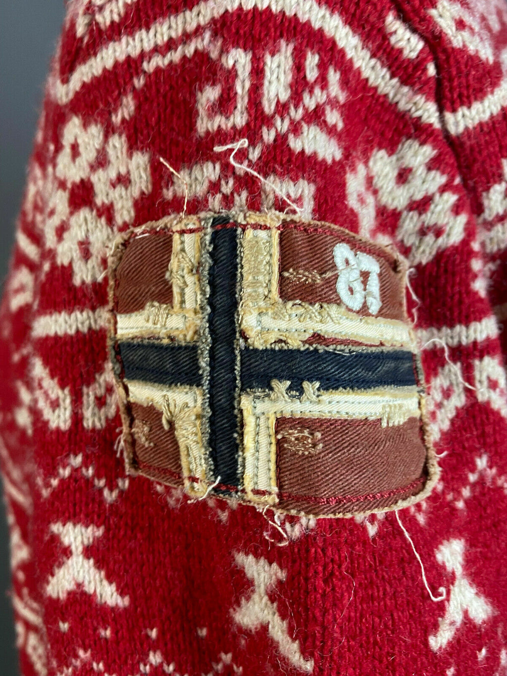 Napapijri Geographic Red Wool Knit Button Up Cardigan Sweater – Women's M – Used