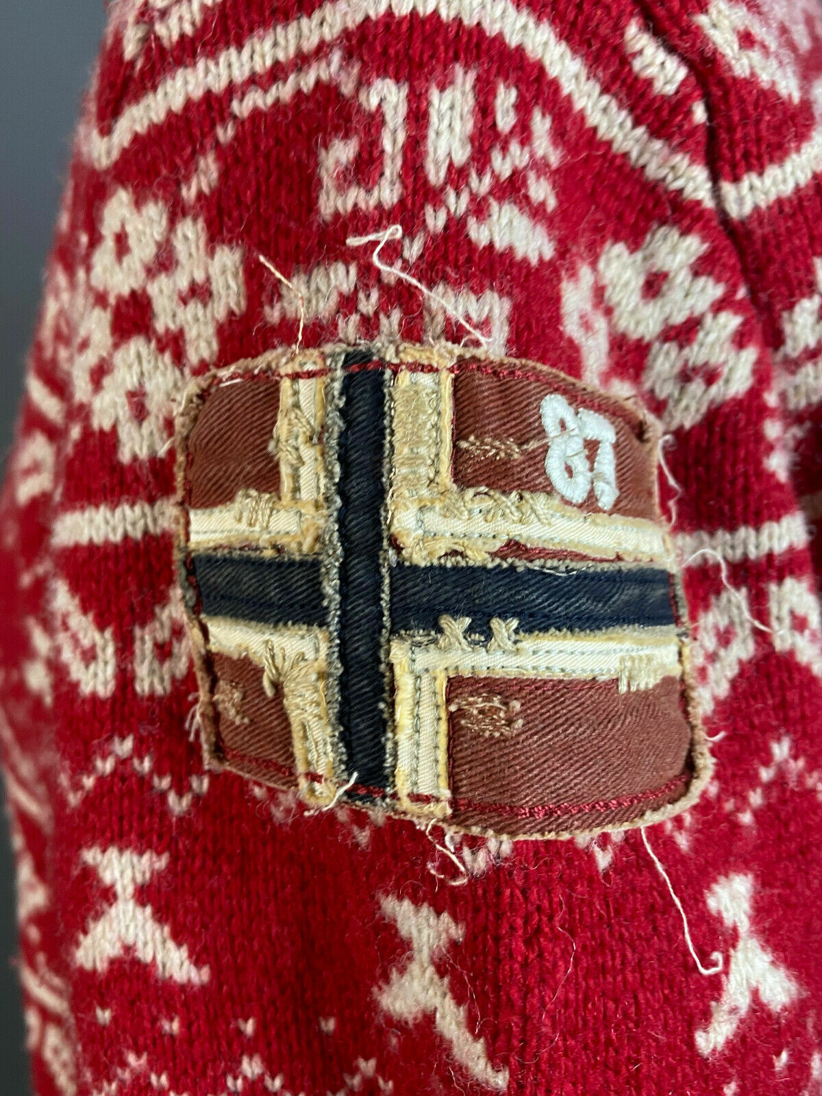 Napapijri Geographic Red Wool Knit Button Up Cardigan Sweater – Women's M – Used
