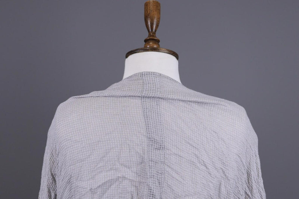 GRIZAS Gray Check Silk Lagenlook Long Sleeve Top Blouse Shirt – Size M