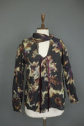HIGH USE Multicolor Geo Print 100%Viscose Keyhole Button Front Blouse Top Sz 38