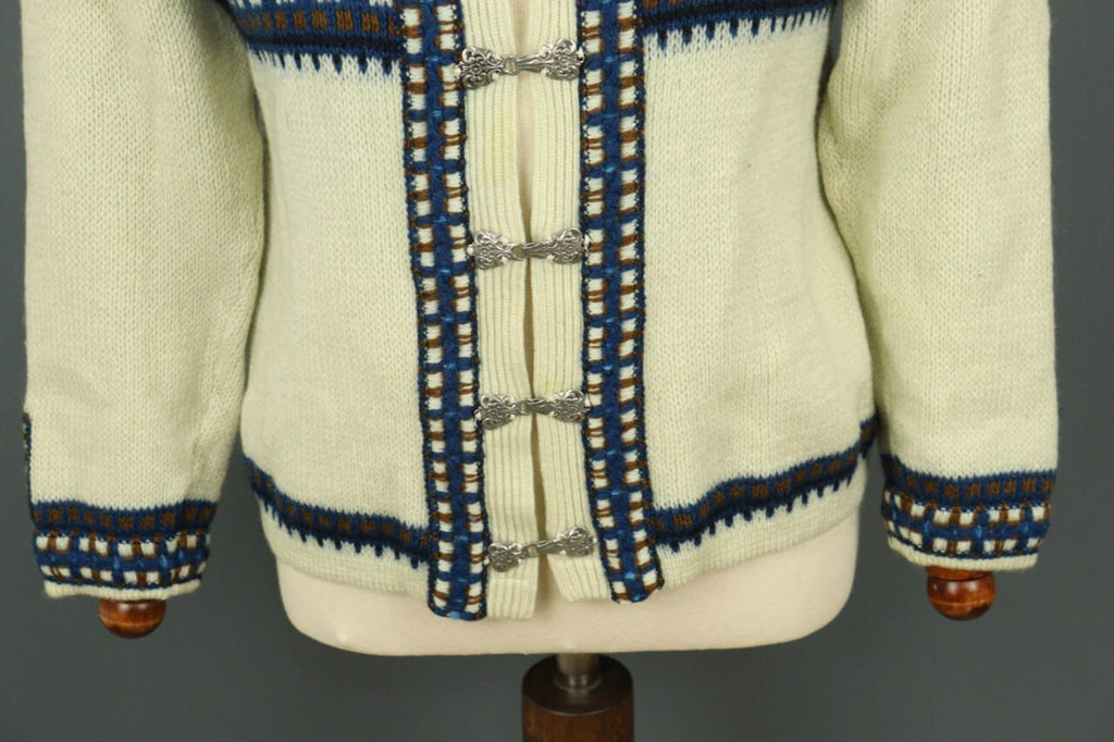 NORLAENDER Sportswear Beige Fair Isle Wool Knit Clasp Ski Cardigan Sweater 50 [COPY]