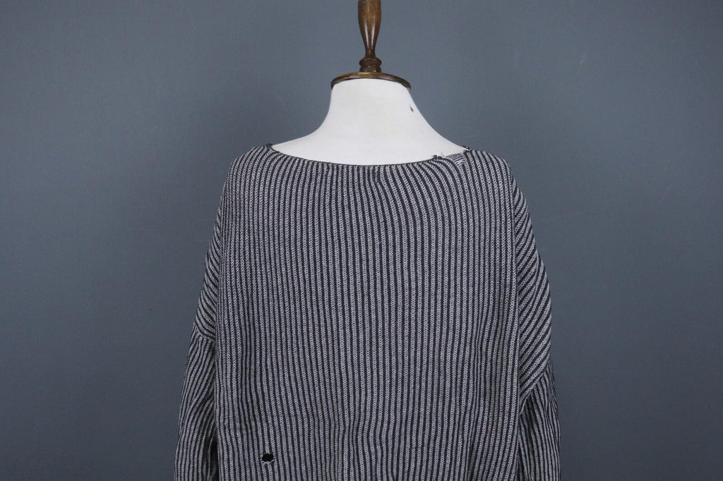 GUDRUN SJODEN Gray Black Striped Long Sleeve Blouse Top – Size S / M
