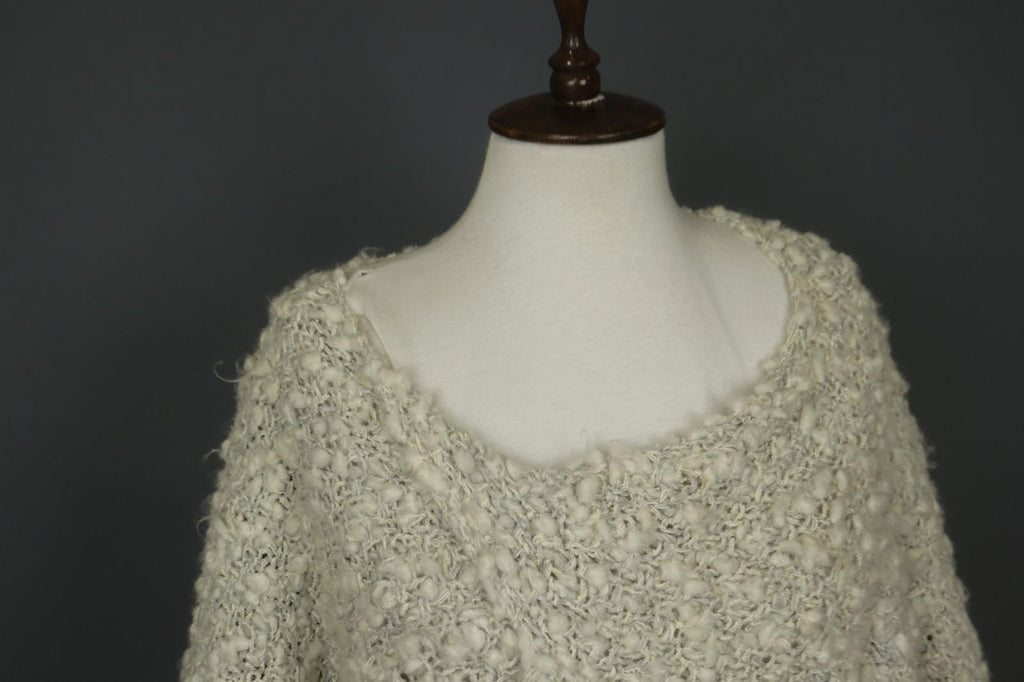 BARBARA SPEER Ivory Textured Knit Long Sleeve Round Neck Pullover Sweater M/L