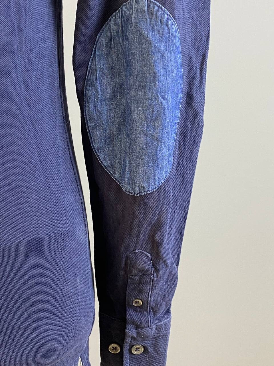 Hackett London Blue #1 Elbow Patches Long Sleeve Rugby Polo Shirt – Size XS – Used